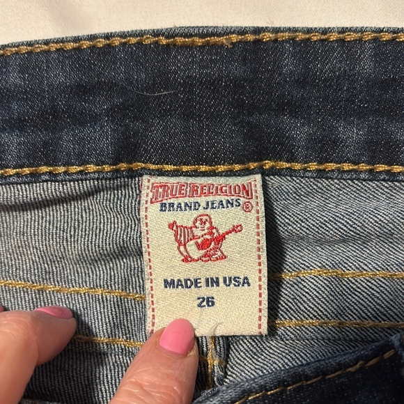 True religion straight leg jeans low rise cotton blend dark blue 5 pockets sz 26 - Picture 7 of 14